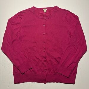 L.L. Bean Supima Cotton Cardigan Sweater Women’s XL Pink Knit Button Up